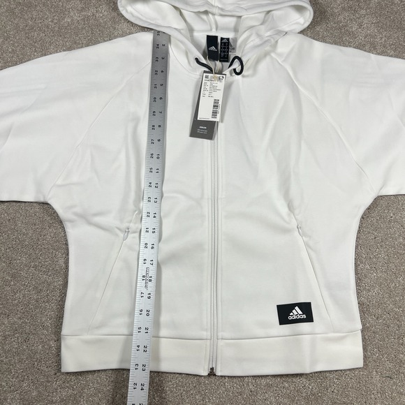 Adidas Womens S White Black Full-Zip Sport Performance Hooded Sweatshirt NWT - Picture 6 of 6